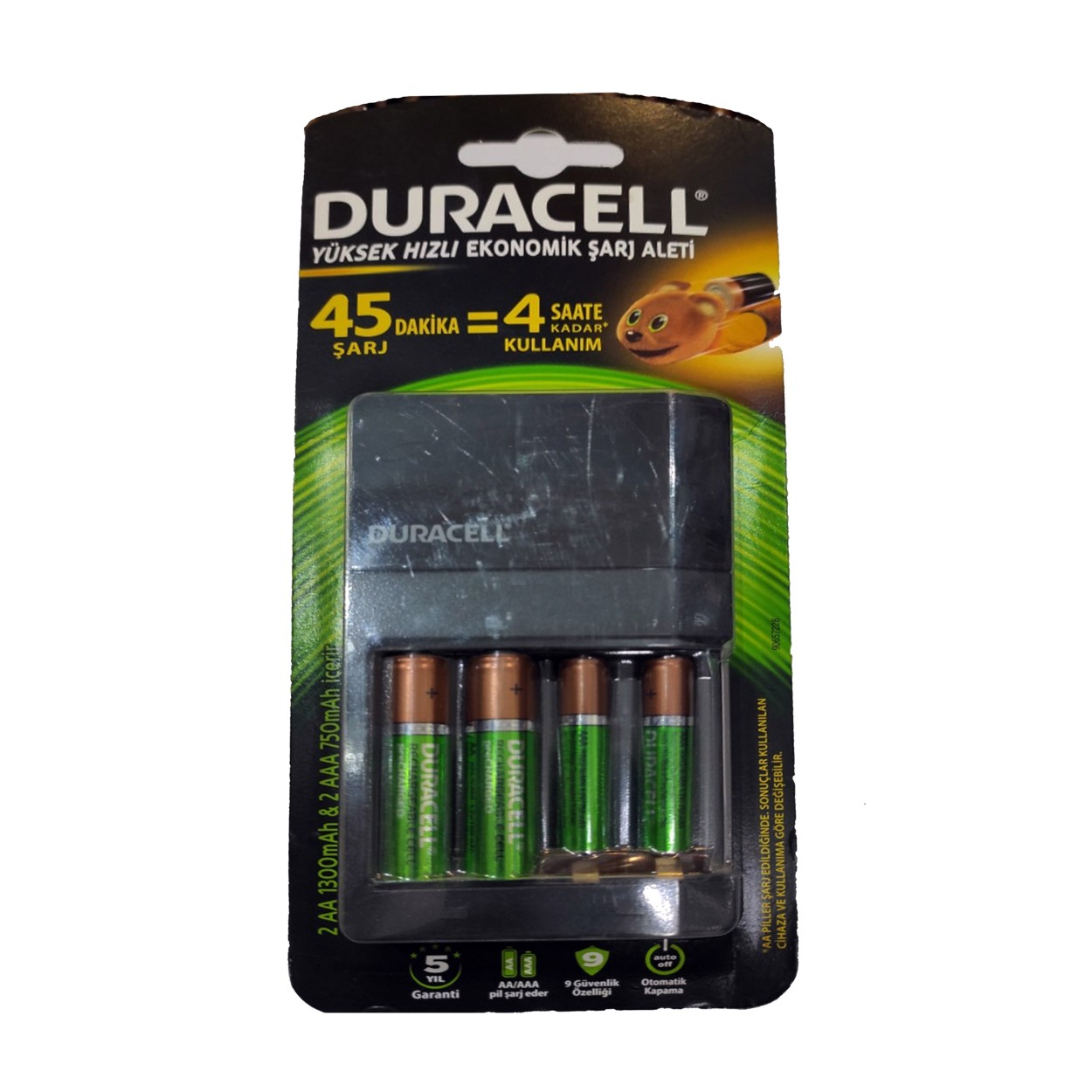 شارژر باتری دوراسل مدل EDF14 به همراه باتری قلم ونیم قلم قابل شارژ مجموعه چهار عددی