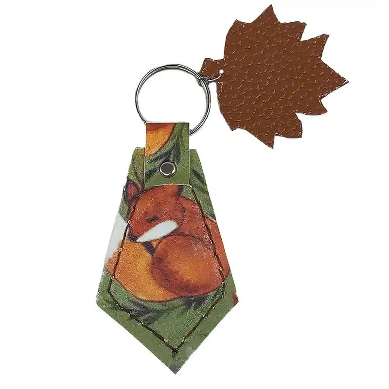 جاکلیدی چرمی طرح روباه و برگ کد 1