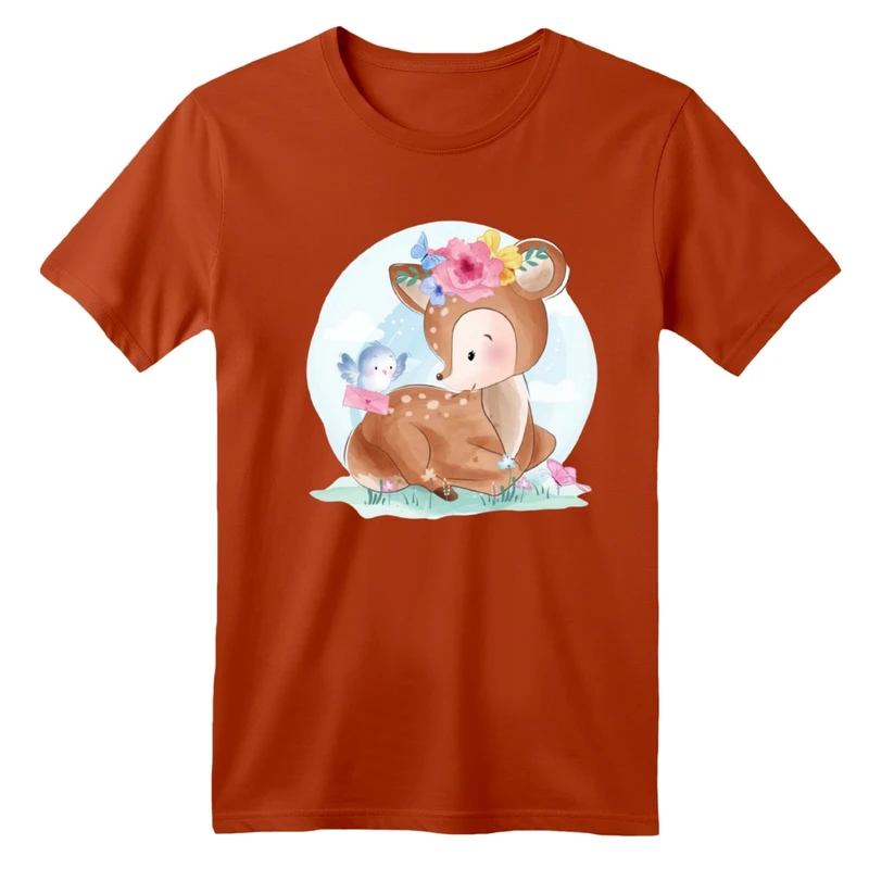 تی شرت آستین کوتاه بچگانه مدل آهو بامزه کد 3