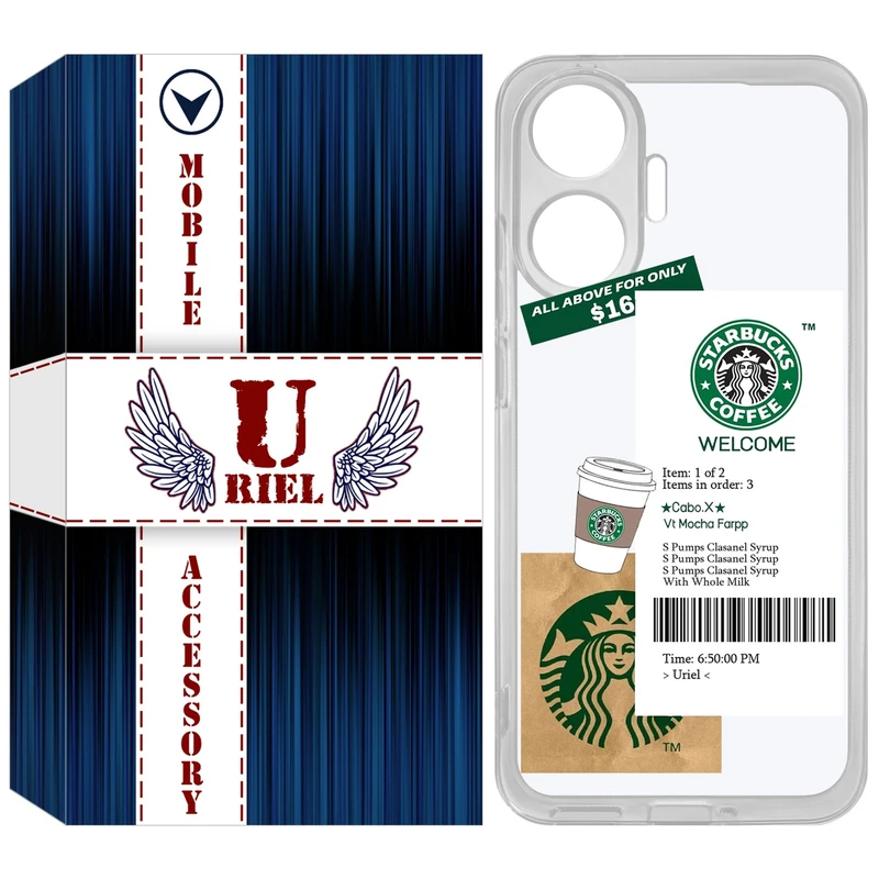 کاور یوریل مدل Clear کد 4 طرح استارباکس مناسب برای گوشی موبایل شیائومی Poco F7