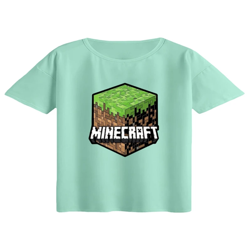 کراپ تی‌شرت آستین کوتاه زنانه مدل ماینکرفت کد 14