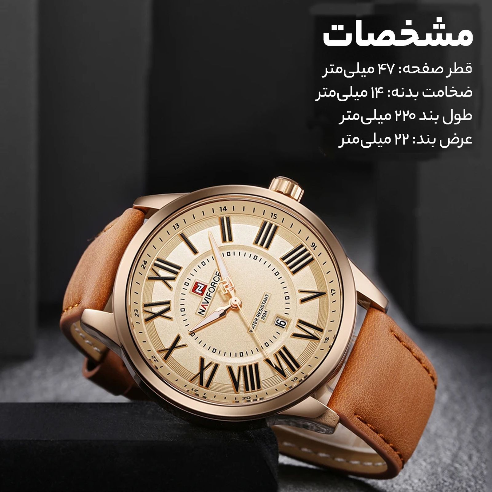 ساعت مچی عقربه ای مردانه نیوی فورس مدل NF9126 RG-RG-BN -  - 12