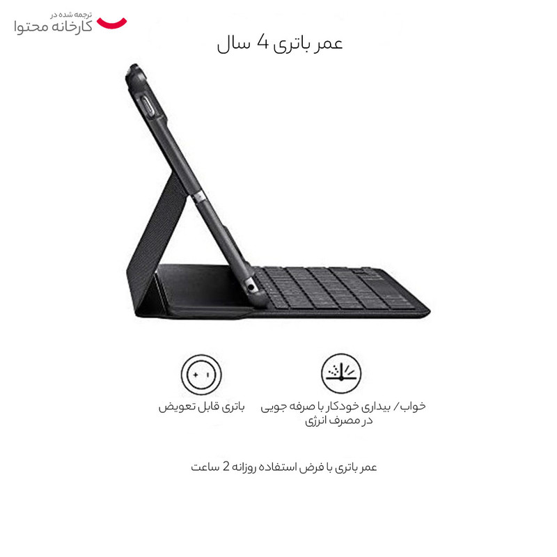 کیبورد تبلت لاجیتک مدل Slim Folio مناسب برای تبلت اپل iPad 5 / 6