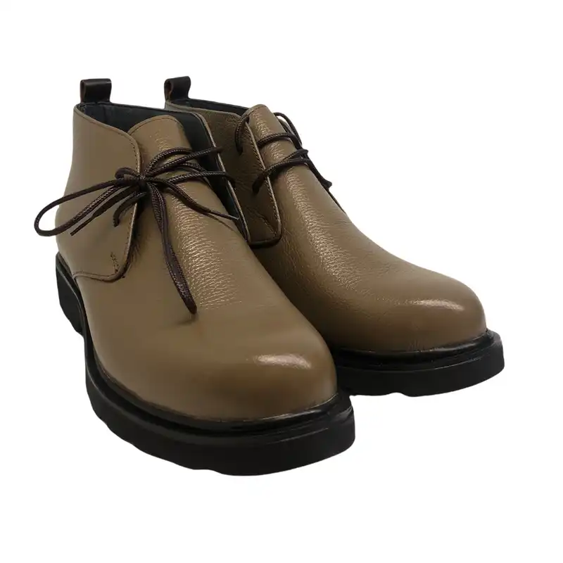 نیم بوت زنانه سرزمین چرم مدل کد 5268 رنگ کرم