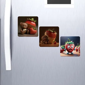 مگنت یخچالی صباطرح مدل توت فرنگی فانتزی مجموعه 3 عددی کد 24