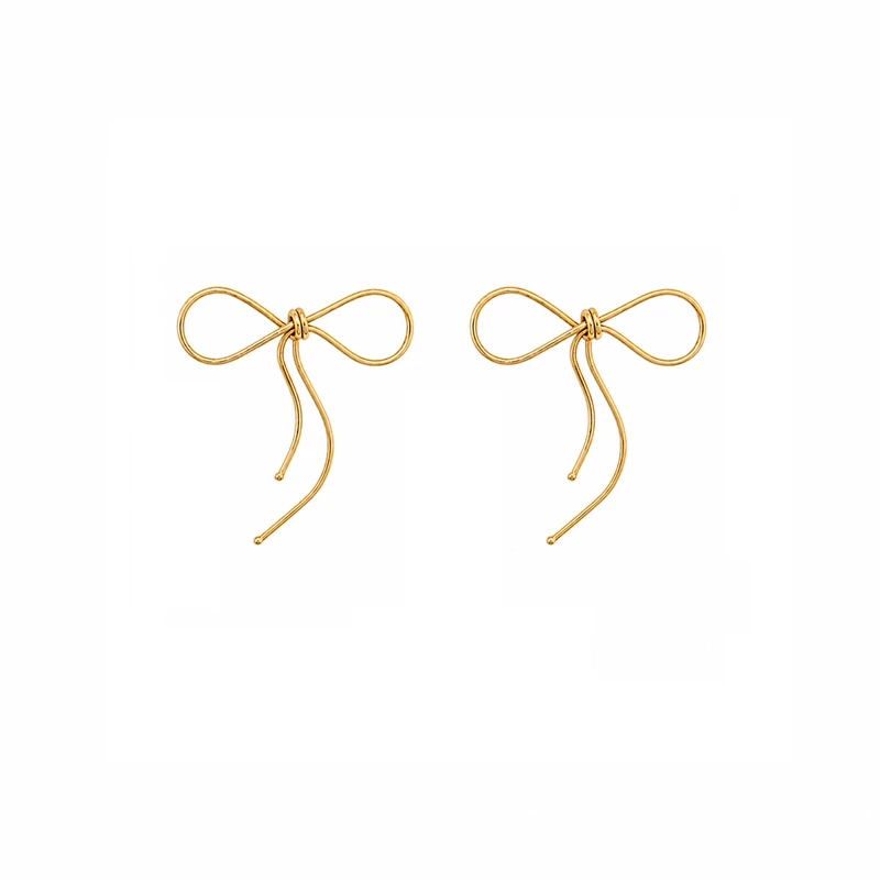 گوشواره بخیه‌ای طلا 18 عیار زنانه مان گالری مدل پاپیون مفتولی کد EA01-0032400