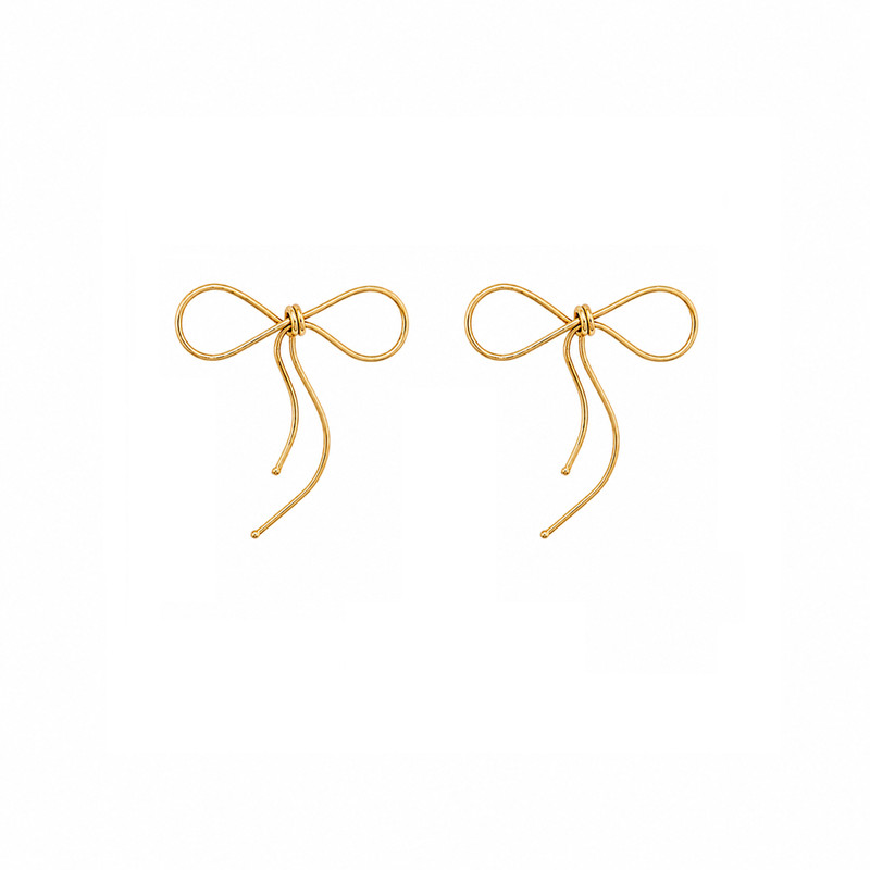 گوشواره بخیه‌ای طلا 18 عیار زنانه مان گالری مدل پاپیون مفتولی کد EA01-0032400