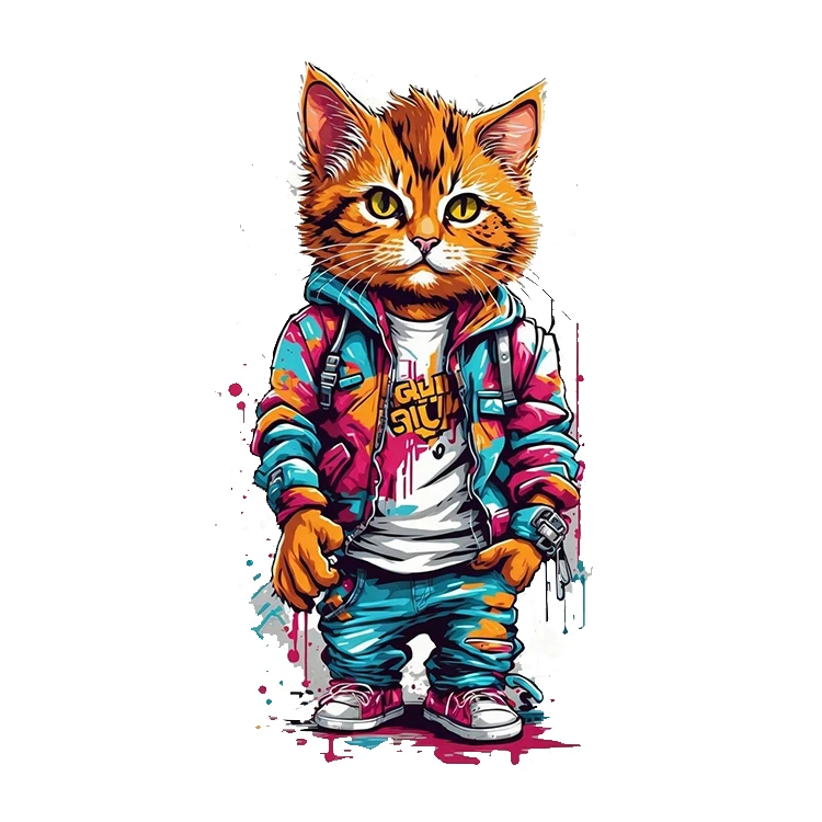 استیکر پارچه و لباس پاد آفرین مدل گربه کد 1620