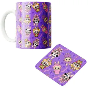 ماگ پاد آفرین مدل عروسک لبوبو کد PZ446 به همراه زیرلیوانی