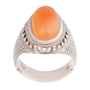 انگشتر نقره مردانه مدل سنگ عقیق رکاب دست ساز کد AM_2490