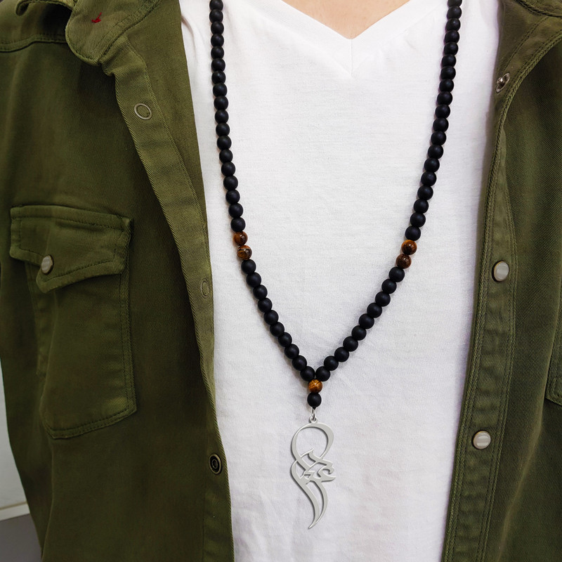 گردنبند نقره مردانه ترمه ۱ مدل عباس کد ma 1006