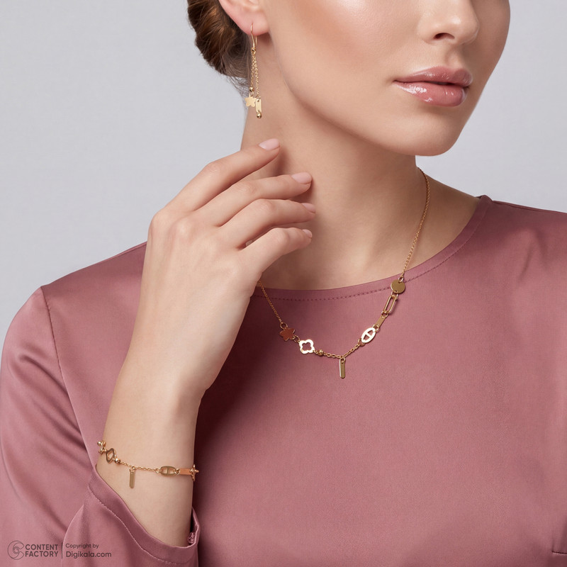 نیم ست طلا 18 عیار زنانه گالری طلای مهرسین مدل AMG8022