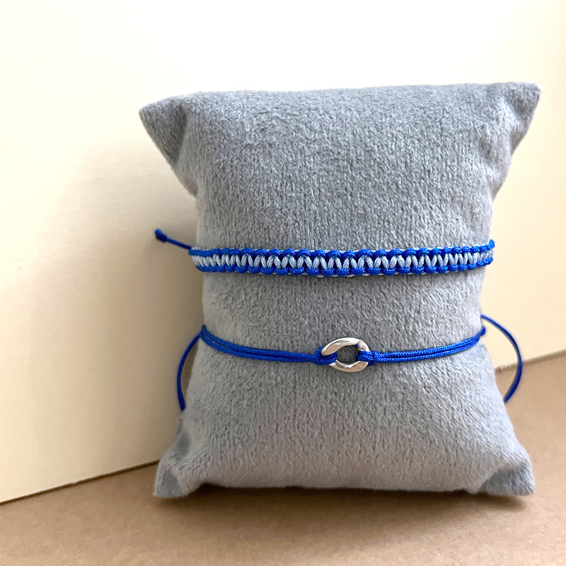 دستبند زنانه مدل مهره و بافت مجموعه 2 عددی