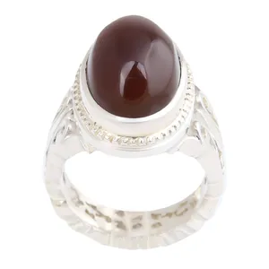 انگشتر نقره مردانه مدل سنگ عقیق جزع کد AM_2502