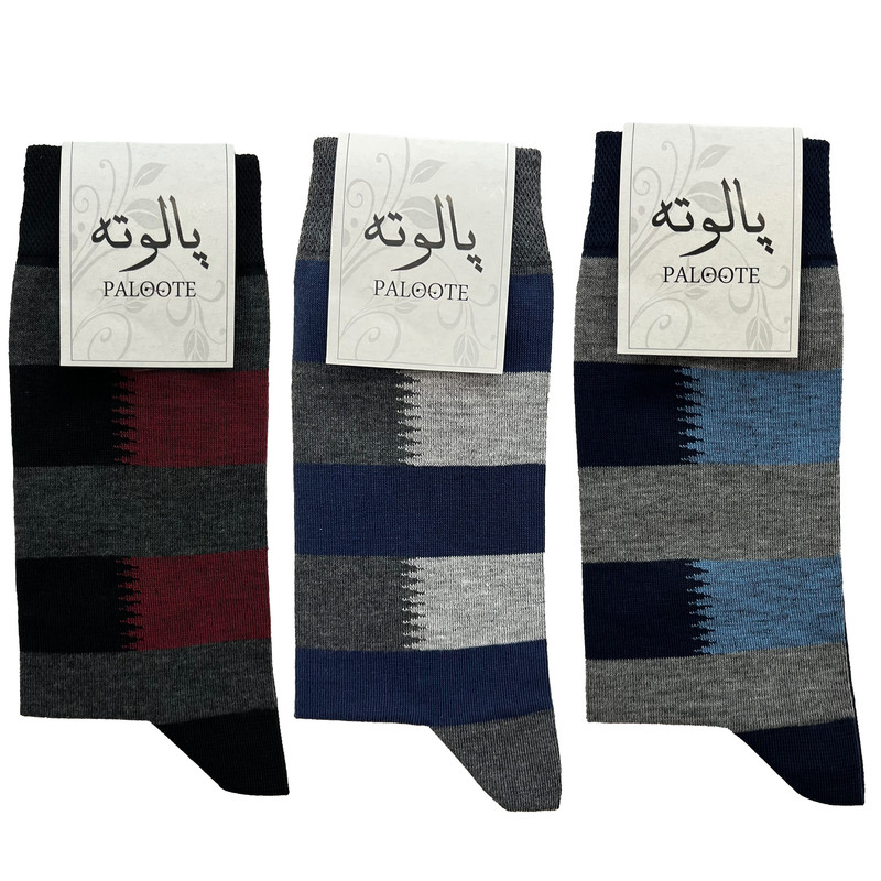 جوراب ساق بلند مردانه پالوته مدل PLT-P5 مجموعه 3 عددی