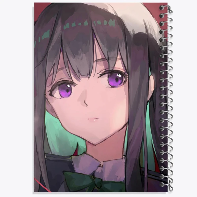 دفتر شطرنجی 50 برگ خندالو طرح تاکینا انیمه لیکوریس ریکویل Lycoris Recoil کد 23098