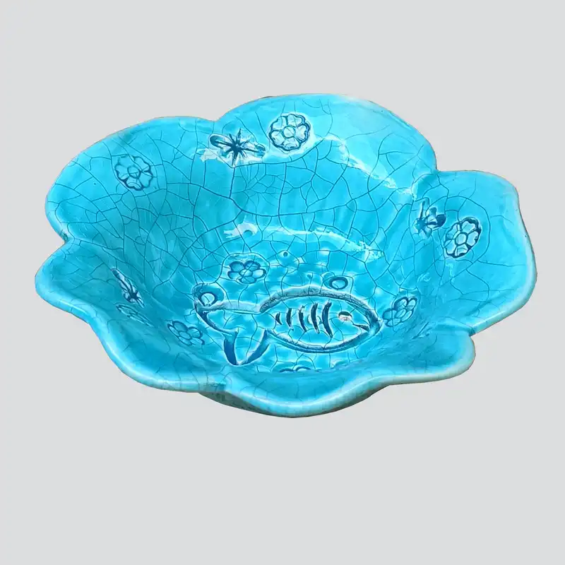 کاسه سرامیکی مدل گل و ماهی کد BWL-L01