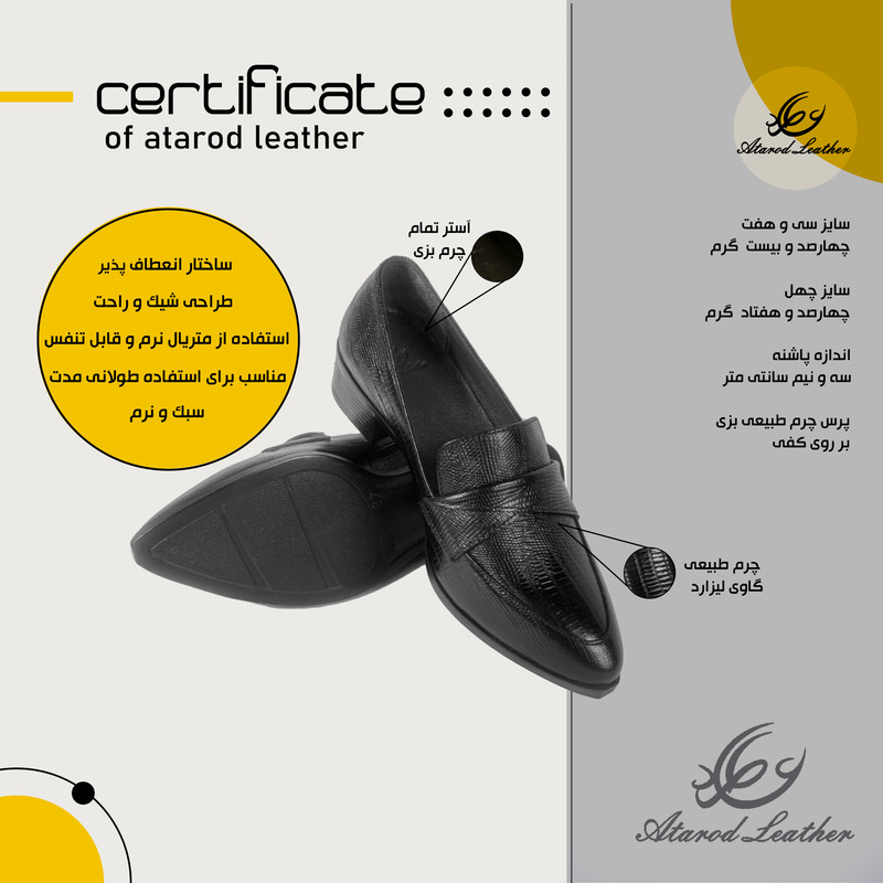 کفش زنانه چرم عطارد مدل چرم طبیعی کد SH210