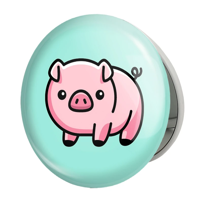 آینه جیبی خندالو طرح حیوانات بامزه خوک مدل تاشو کد 28167 