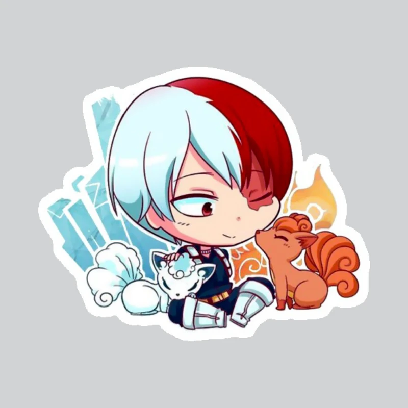 استیکر لپ تاپ پیکسل میکسل مدل انیمه My Hero Academia شوتو تودوروکی چیبی