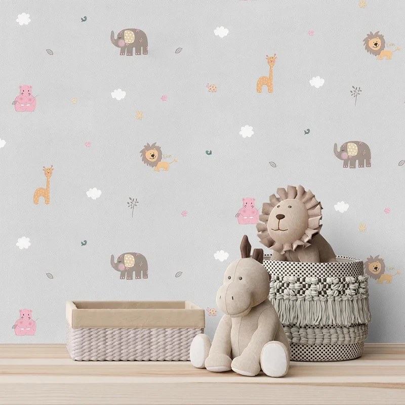 کاغذ دیواری اتاق کودک مدل حیوانات فانتزی مجموعه 2 عددی
