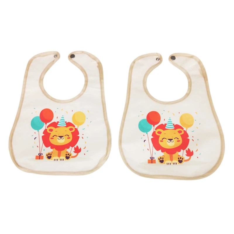 پیش بند نوزادی مدل دکمه ای طرح شیر و بادکنک بسته ۲ عددی