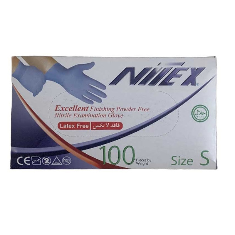 دستکش نیتریل نیتکس مدل 001S سایز اسمال بسته 20 عددی