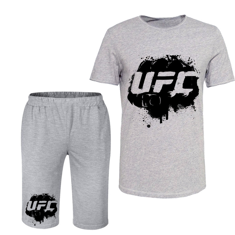 ست تی شرت و شلوارک مردانه مدل UFC کد 67 رنگ طوسی