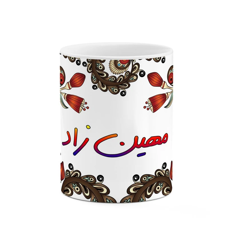 ماگ کاکتی مدل اسم مهین زاد طرح سنتی گل و بته کد mgh47834