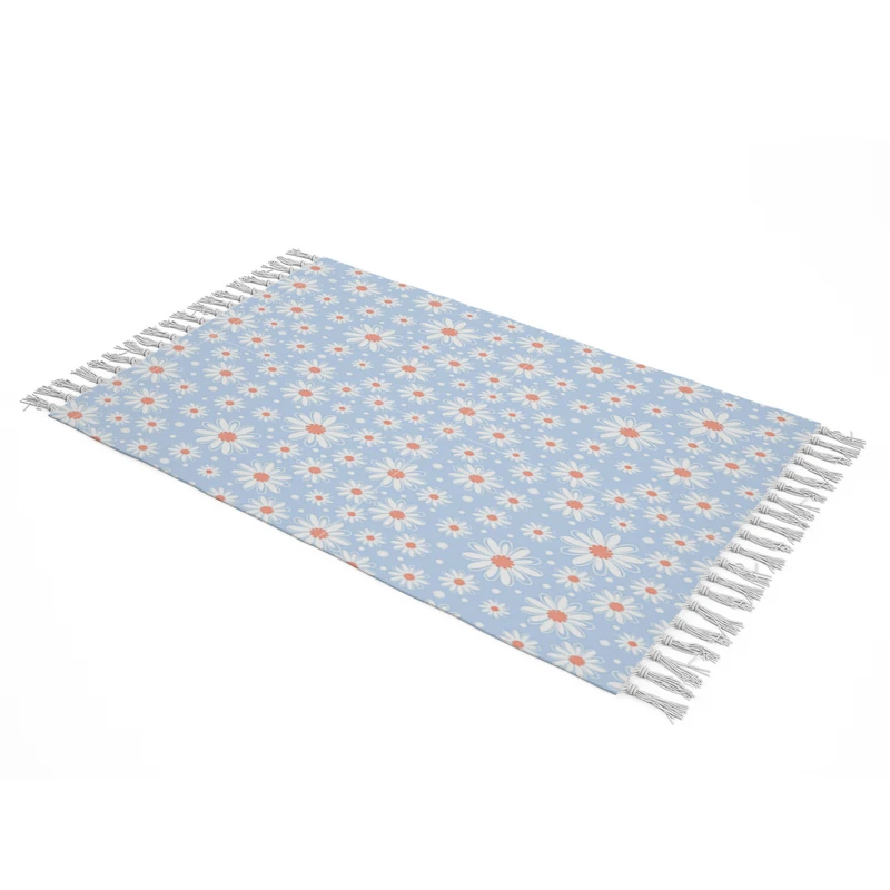  شال مبل بارمان دکور طرح بابونه کد 47 سایز 98x180 سانتی متر 