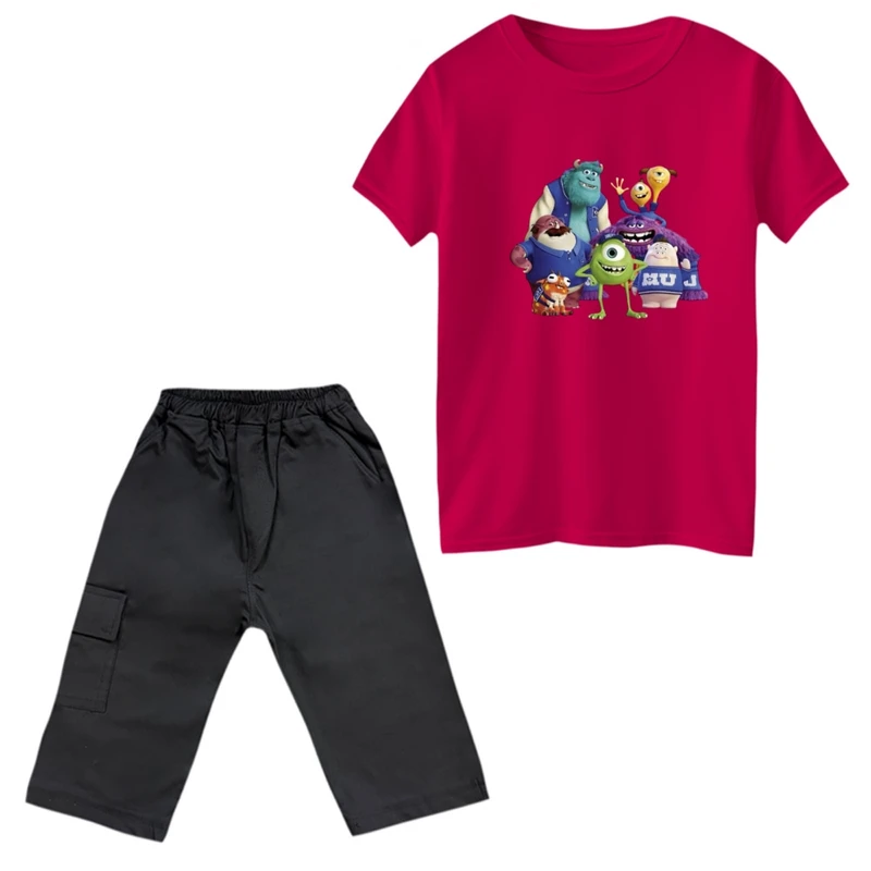 ست تی‌شرت و شلوارک پسرانه مدل دانشگاه هیولاها کد 2