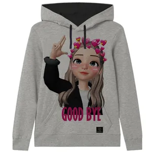 هودی دخترانه 27 مدل BYE کد J34 رنگ طوسی