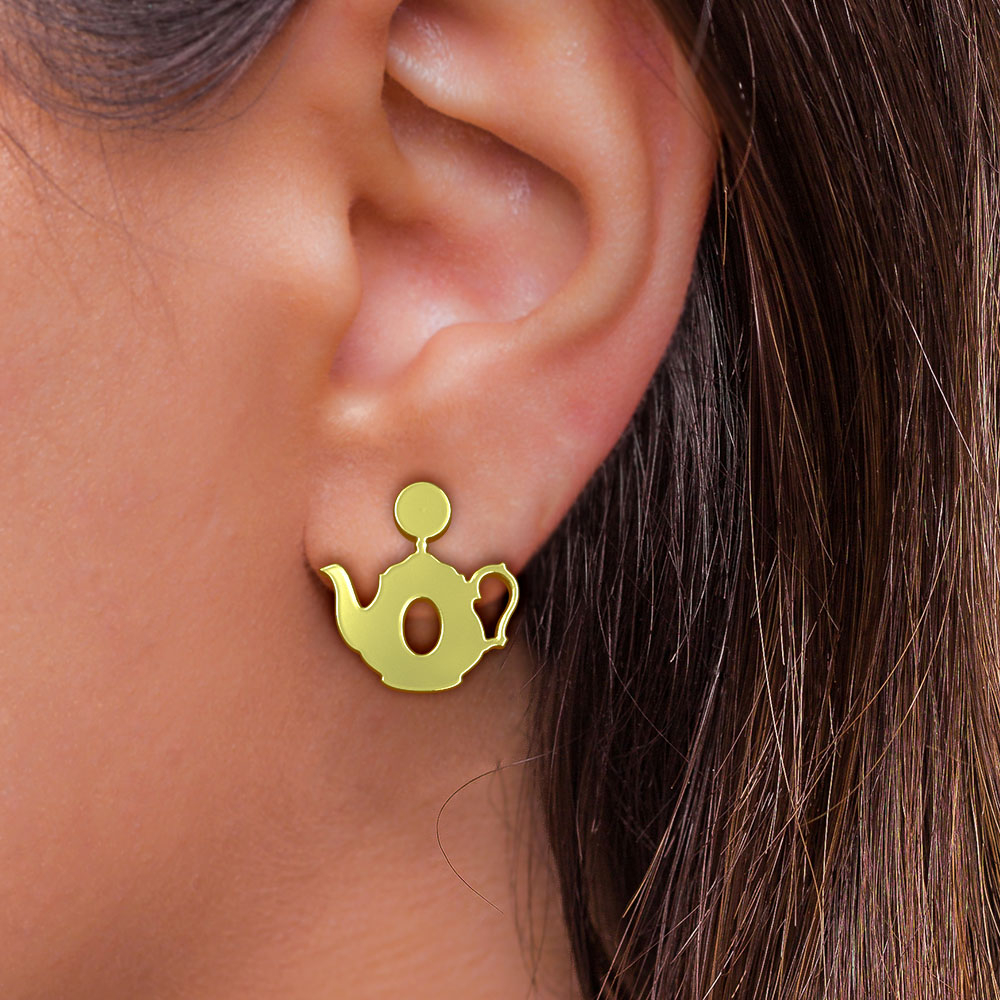 گوشواره طلا 18 عیار زنانه مدوپد مدل قوری کد GA1-10343