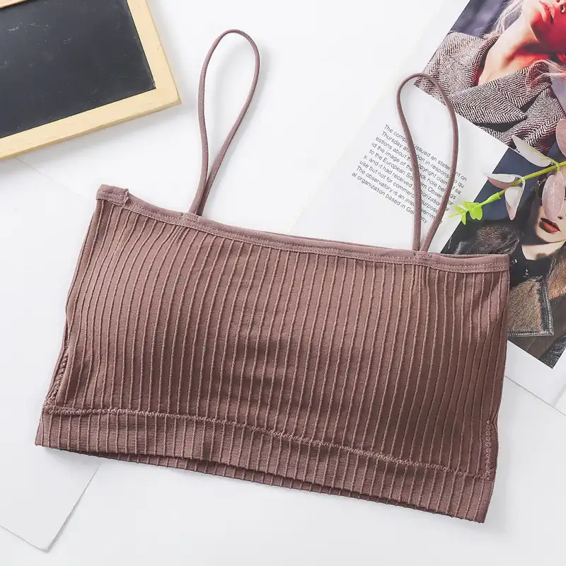 نیم تنه ورزشی زنانه مدل اسپرت باندی بند دار رنگ کالباسی تیره