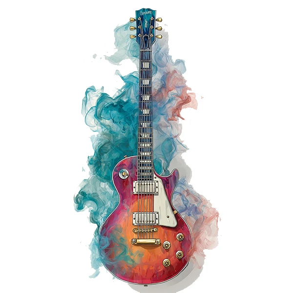 استیکر پارچه و لباس پاد آفرین طرح گیتار کد 3337