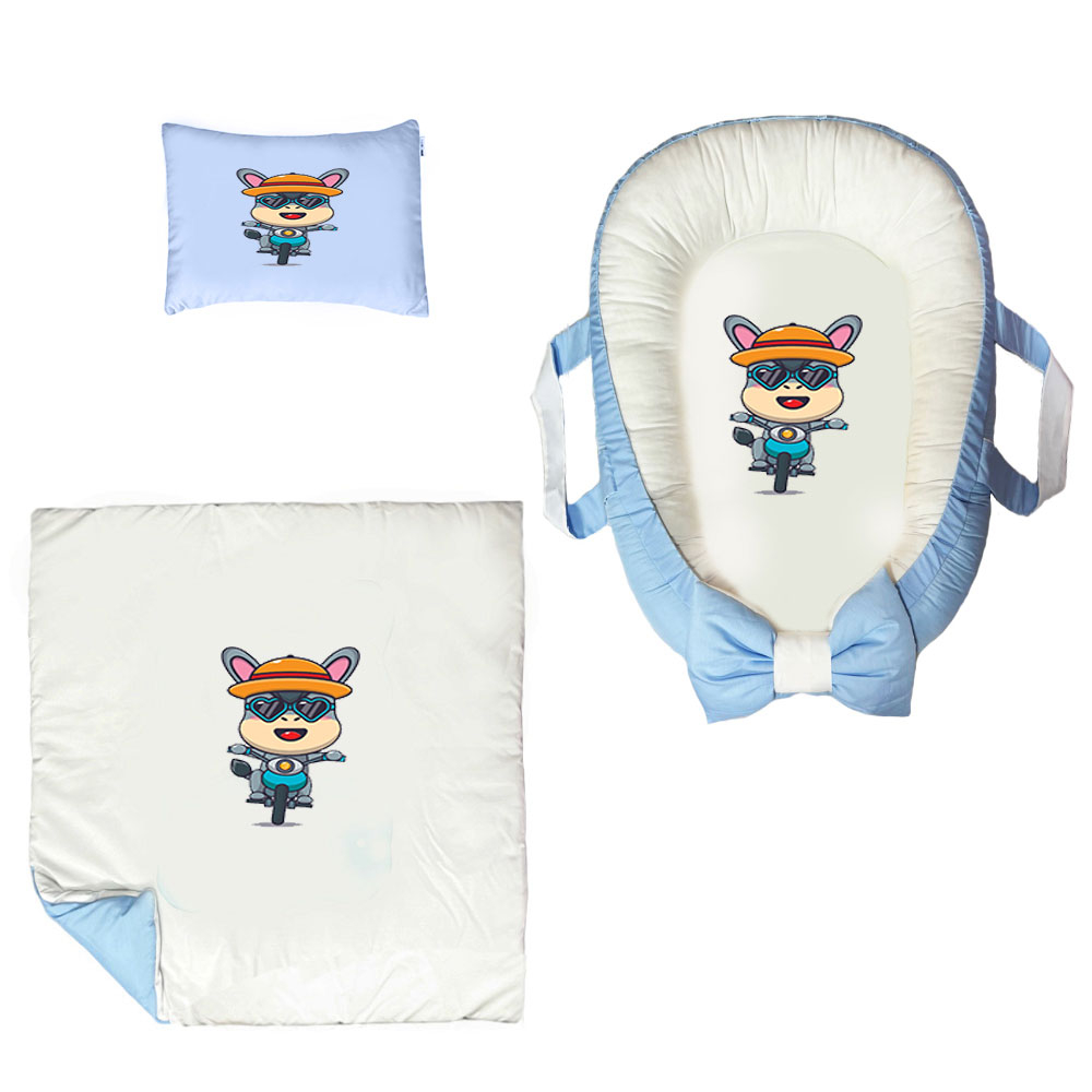 سرویس خواب سه تکه نوزاد ناریکو مدل گارد محافظ دار طرح خر فانتزی کد 0216