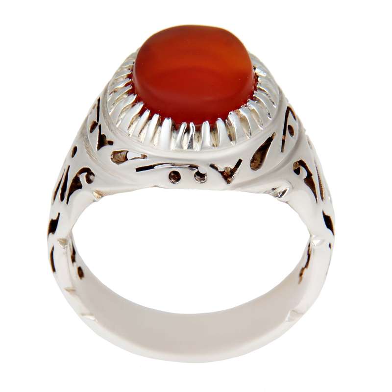 انگشتر نقره مردانه بازرگانی میلادی مدل سنگ عقیق یمانی کد AM_2307