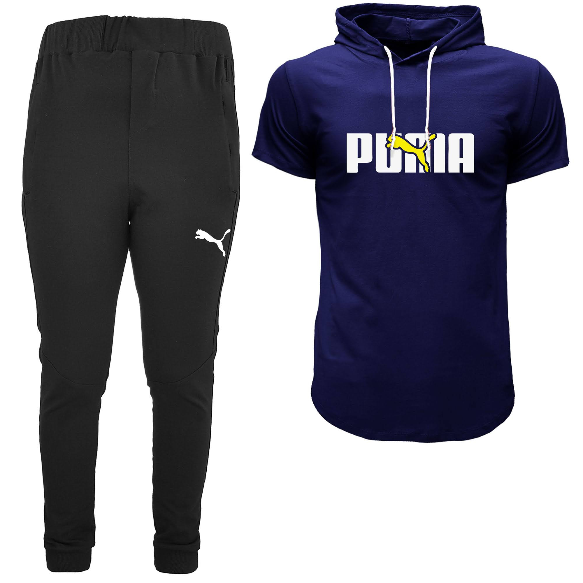 ست تی شرت کلاه دار و شلوار مردانه مدل 00506140 رنگ سرمه ای