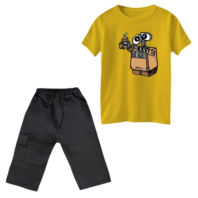 ست تی‌شرت و شلوارک پسرانه مدل والی و گلدان