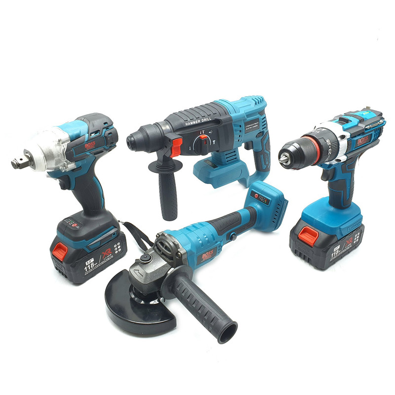 مجموعه 4 عددی دریل بتن کن و مینی فرز و بکس و دریل شارژی باس مدل BRUSHLESS-4PCS