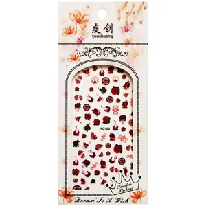 استیکر طراحی ناخن مدل گل رز کد YC-03