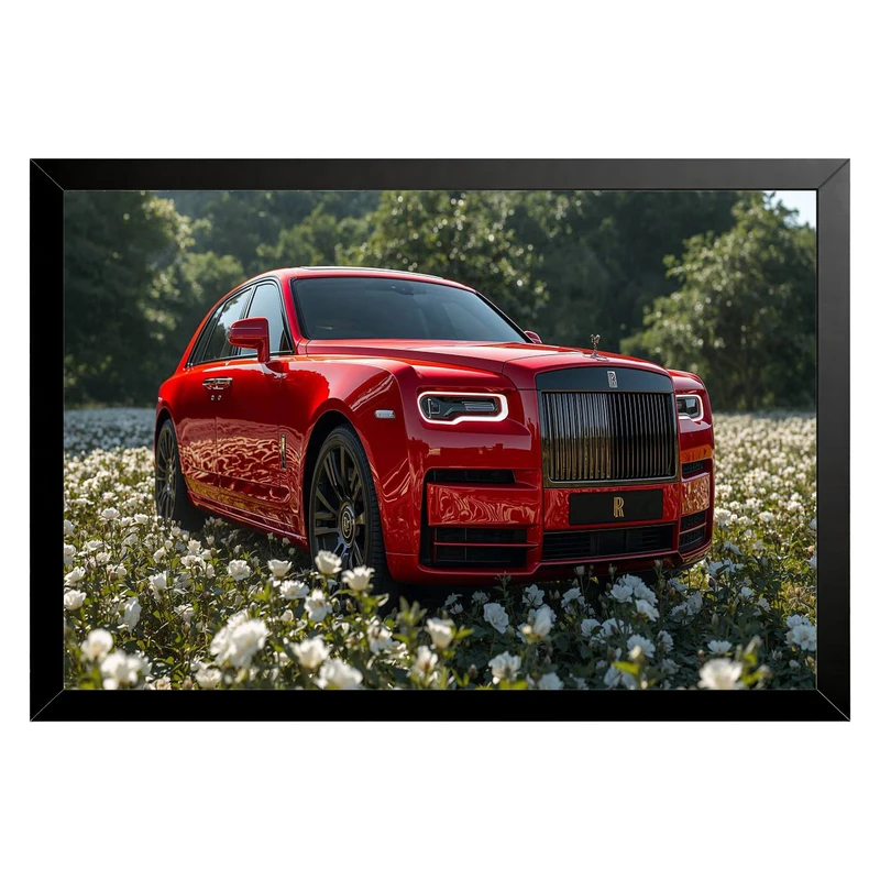 تابلو بکلیت طرح ماشین و خودرو Rolls-Royce Phantom مدل B-pe130215 فریم مشکی