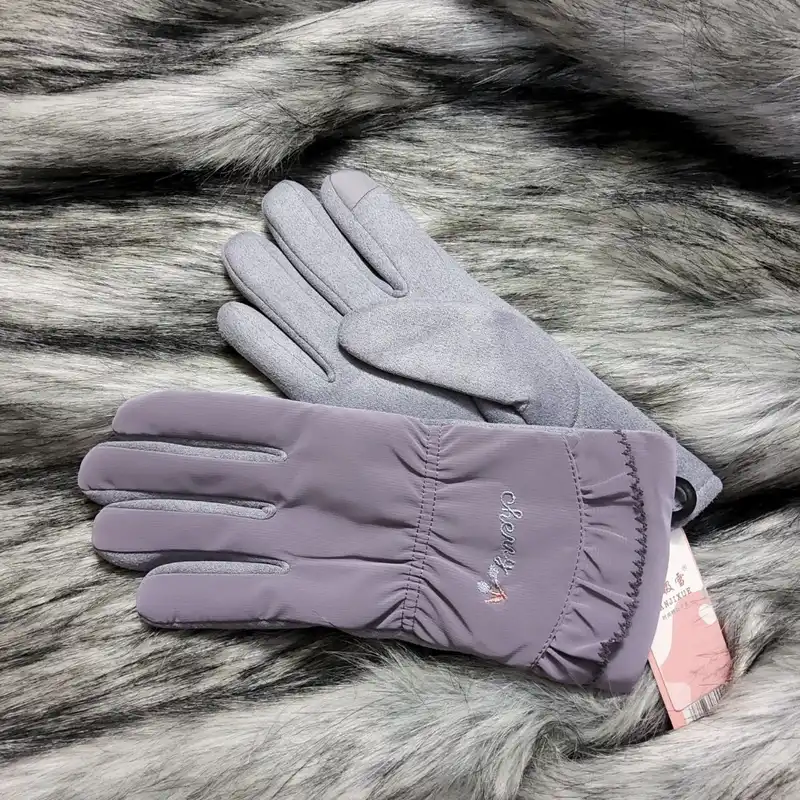 دستکش زنانه مدل ساتن کد GL077 رنگ خاکستری