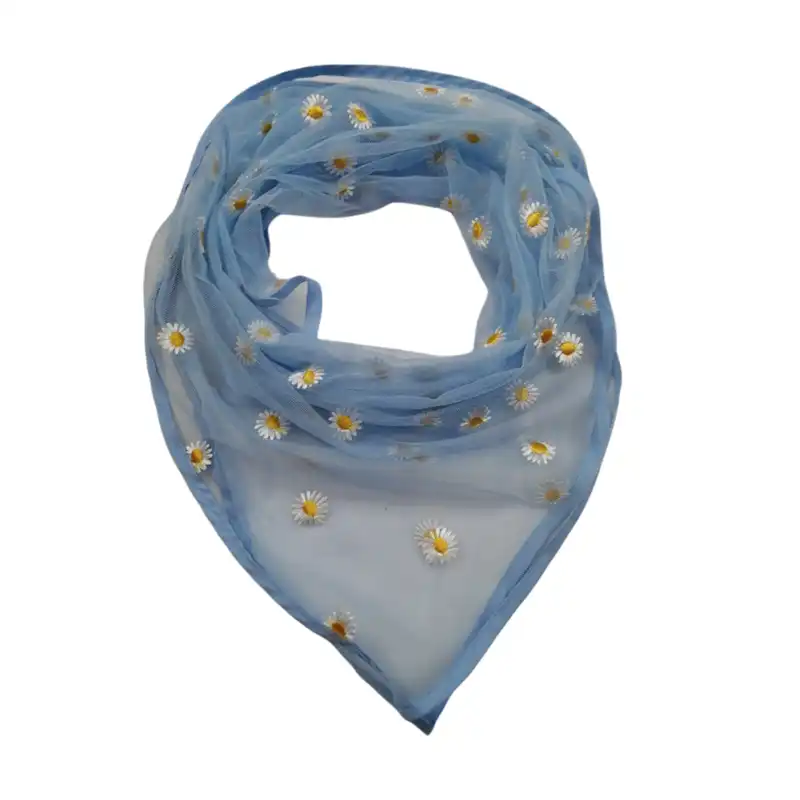 روسری زنانه مدل مینی توری  گل بابونه گلدوزی