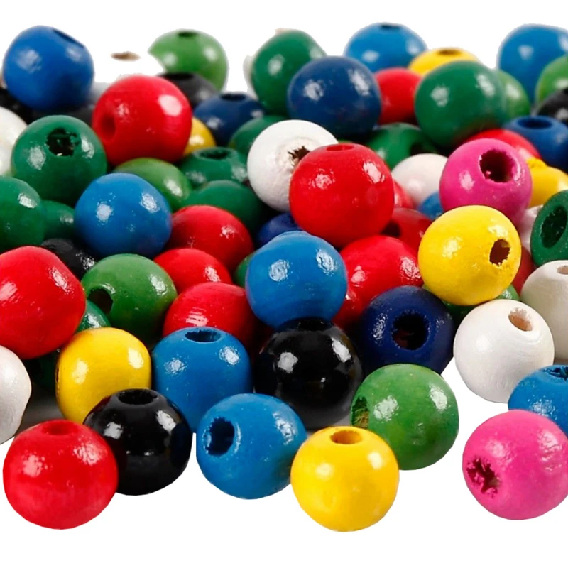 عکس شماره 11 : مهره دستبند مدل چوبی رنگی بسته 200 عددی