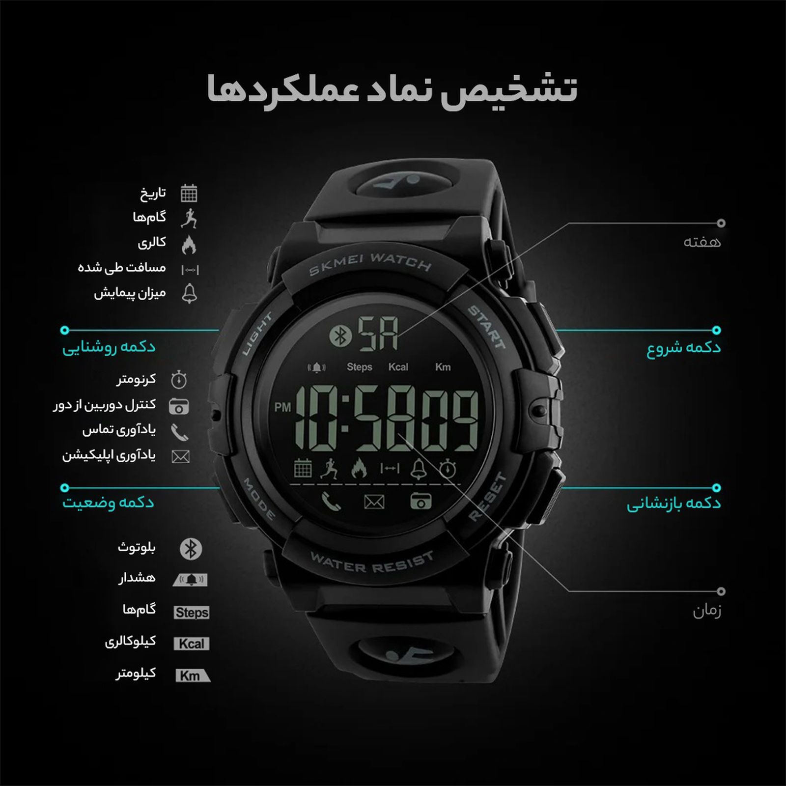 ساعت مچی دیجیتالی اسکمی مدل 1303 کد K31 -  - 5
