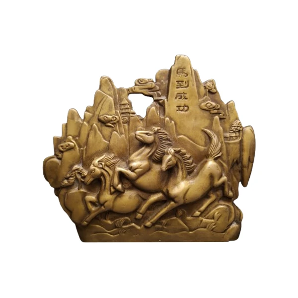 مجسمه برنزی مدل تابلو 3 اسب طرح ابر و کوهستان کد CHINA1