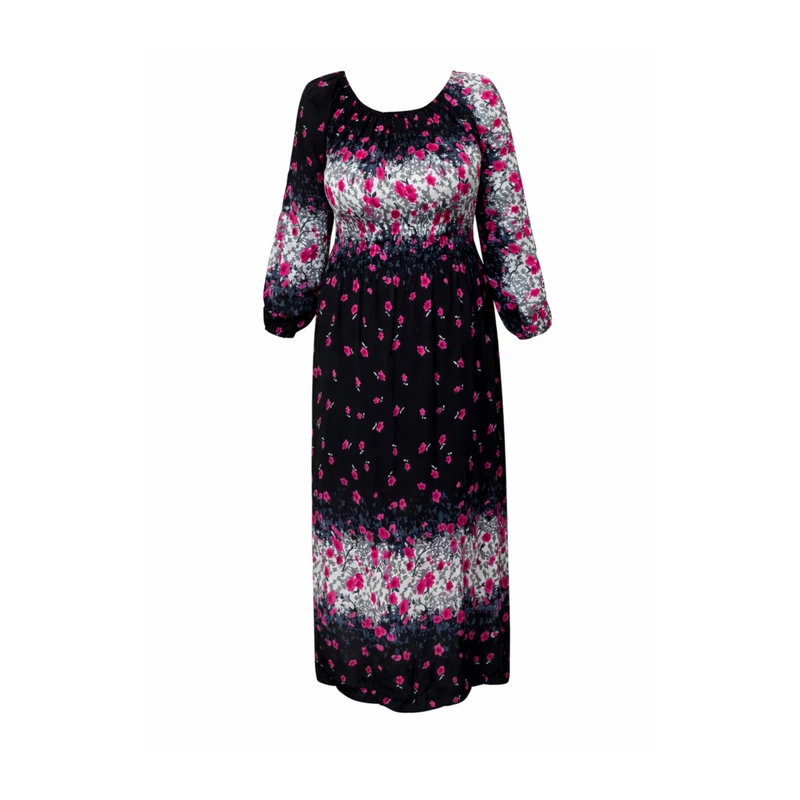 پیراهن ساحلی یقه قایقی زنانه مدل شکوفه بهاری