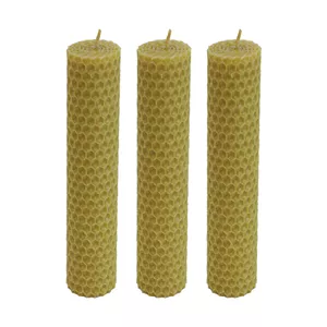 شمع مدل بیزوکس موم عسلی بسته سه عددی