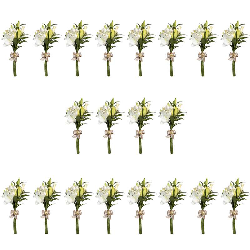 دسته گل طبیعی اورینتال سفید هیمان کد 1107 بسته 20 عددی